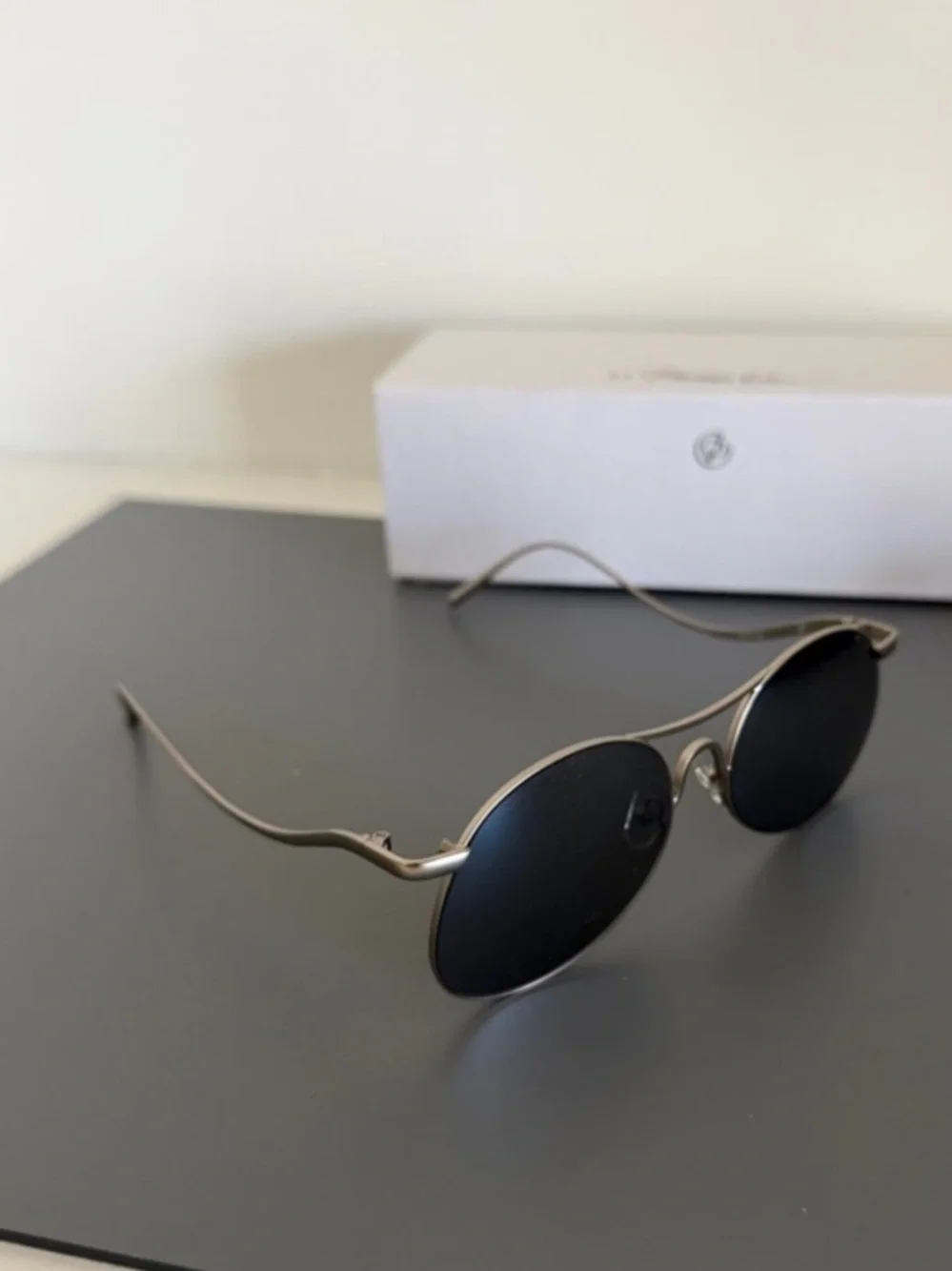 3.1 Phillip Lim x Linda Farrow PL177 Titanium White Gold Aviator Sunglasses Set